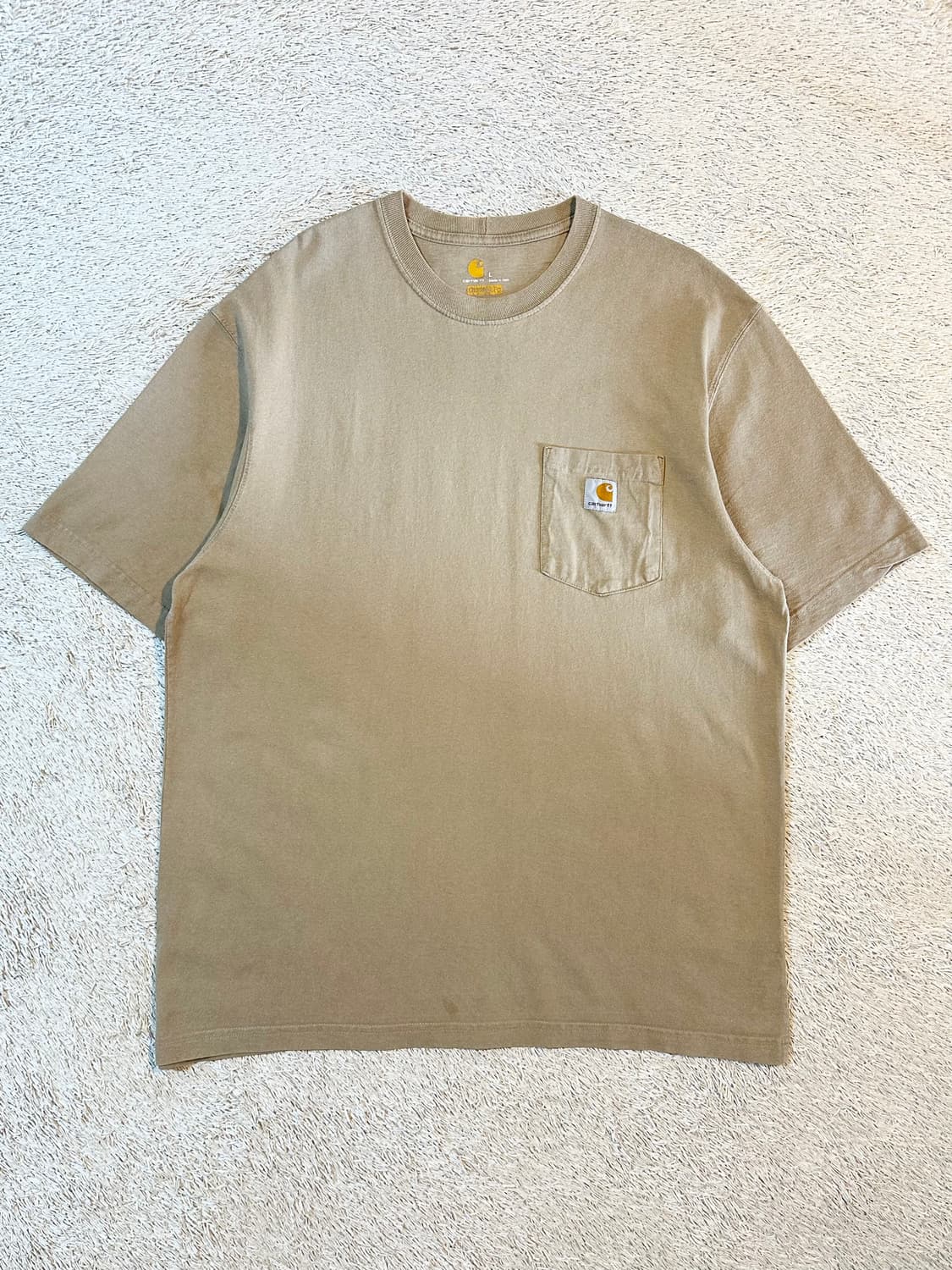 칼하트 CARHARTT 오리지널핏 포켓 반팔 티셔츠 베이지 상품이미지1