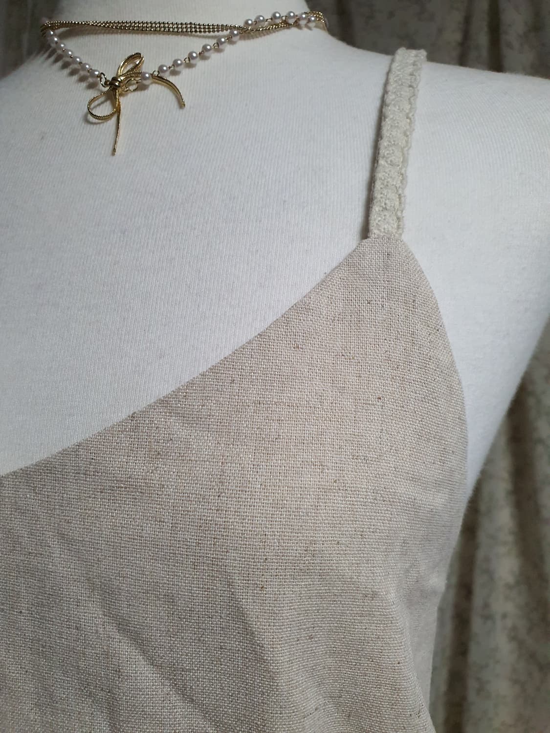 [빈티지] 면 끈 롱 원피스 하늘색+아이보리 2벌 일괄 상품이미지2