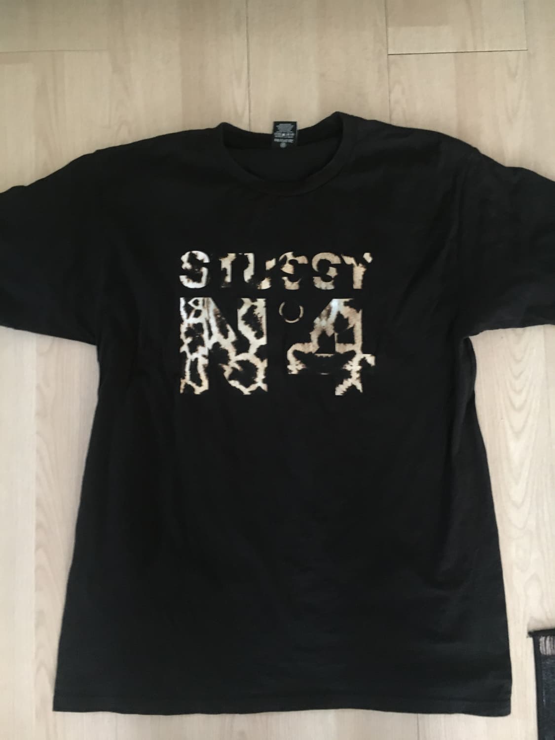 스투시 레오파드 호피 반팔 티셔츠 블랙 상품이미지1