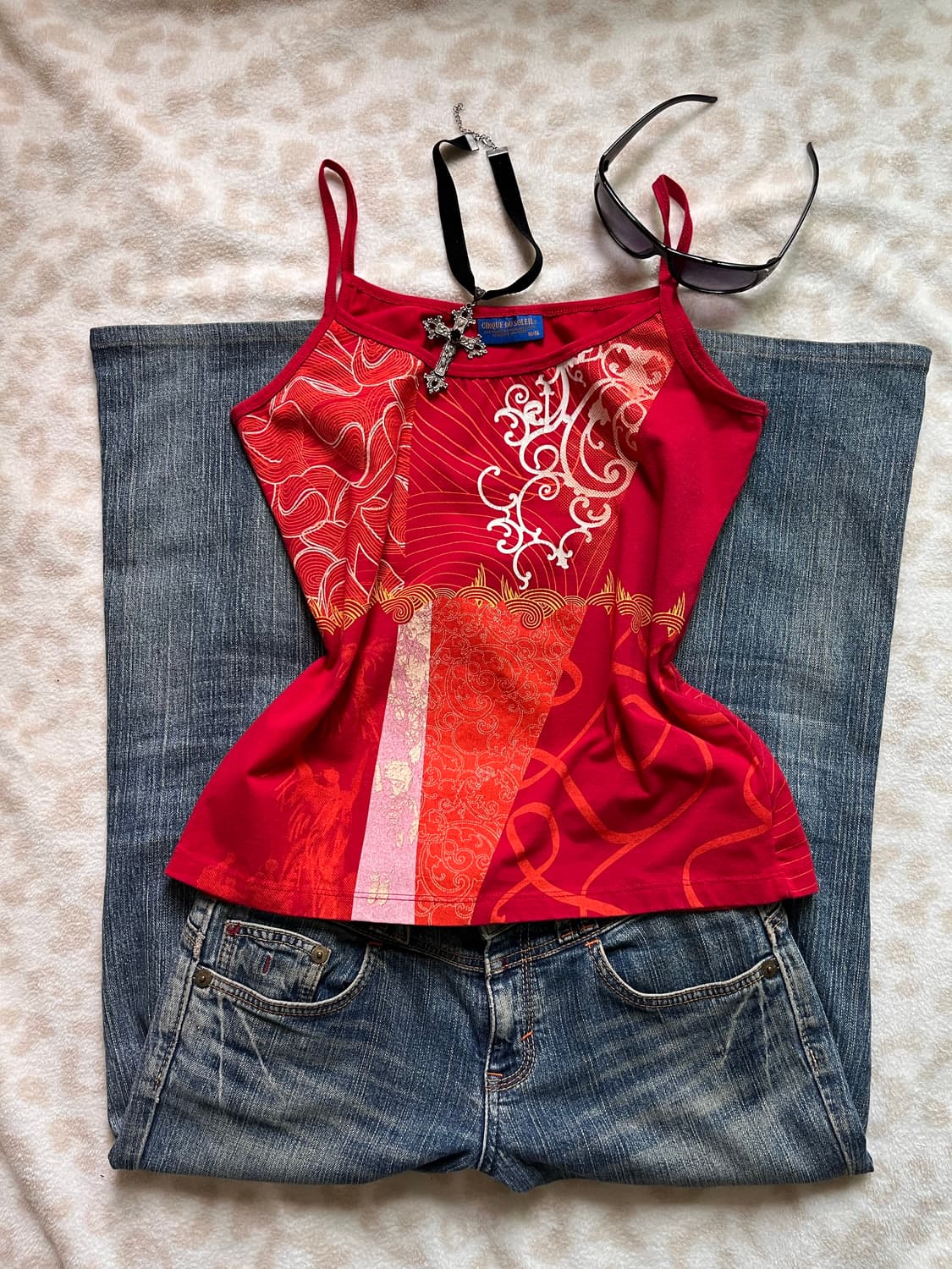 Red Oriental Printing Sleeveless 상품이미지1