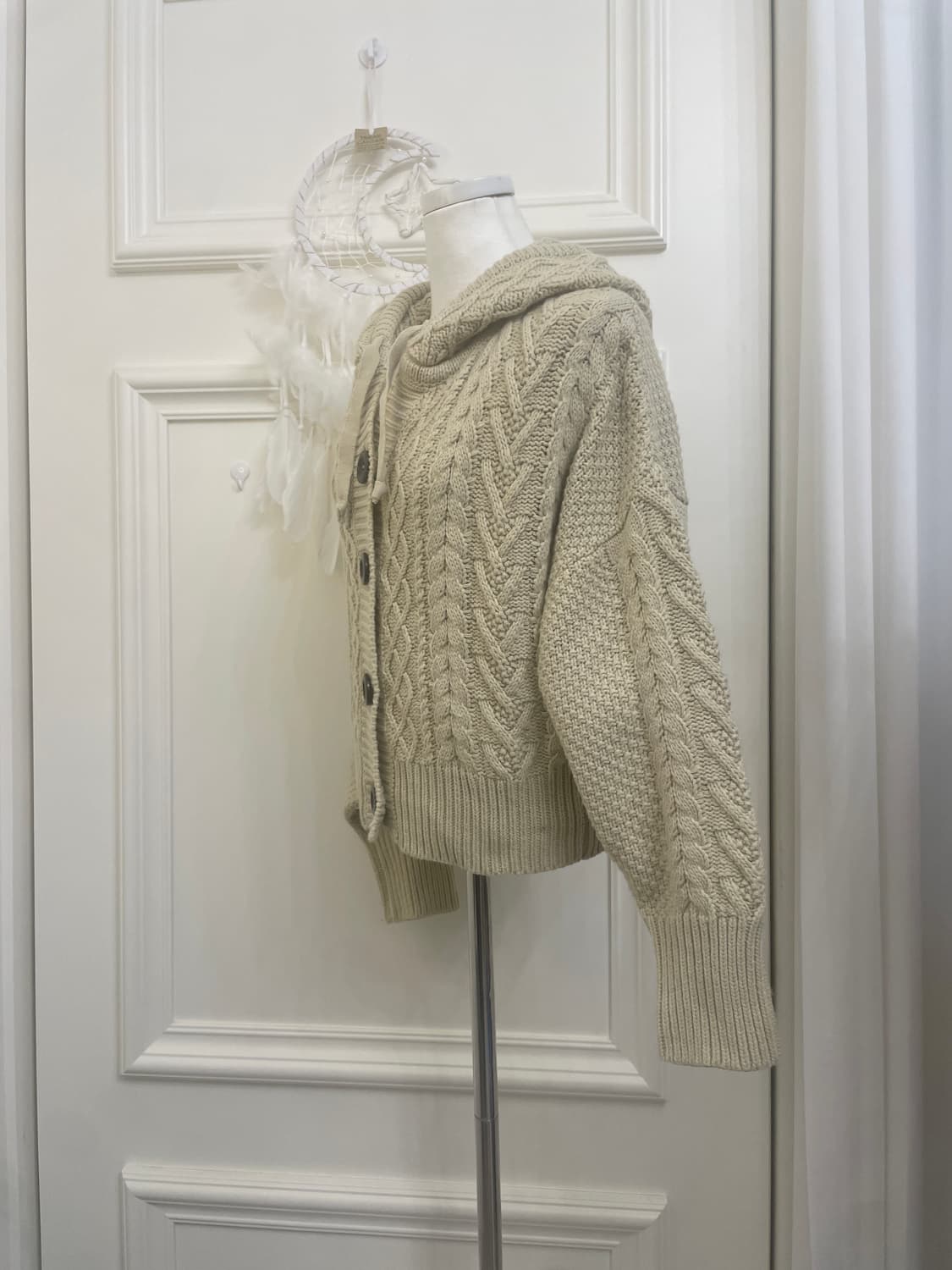 beige twist winter hoodie cardigan 상품이미지2