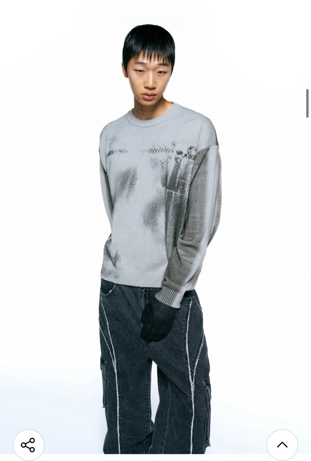 (L) 인사일런스 디지털 프린트 그런지 니트 ICE GREY 판매 상품이미지8