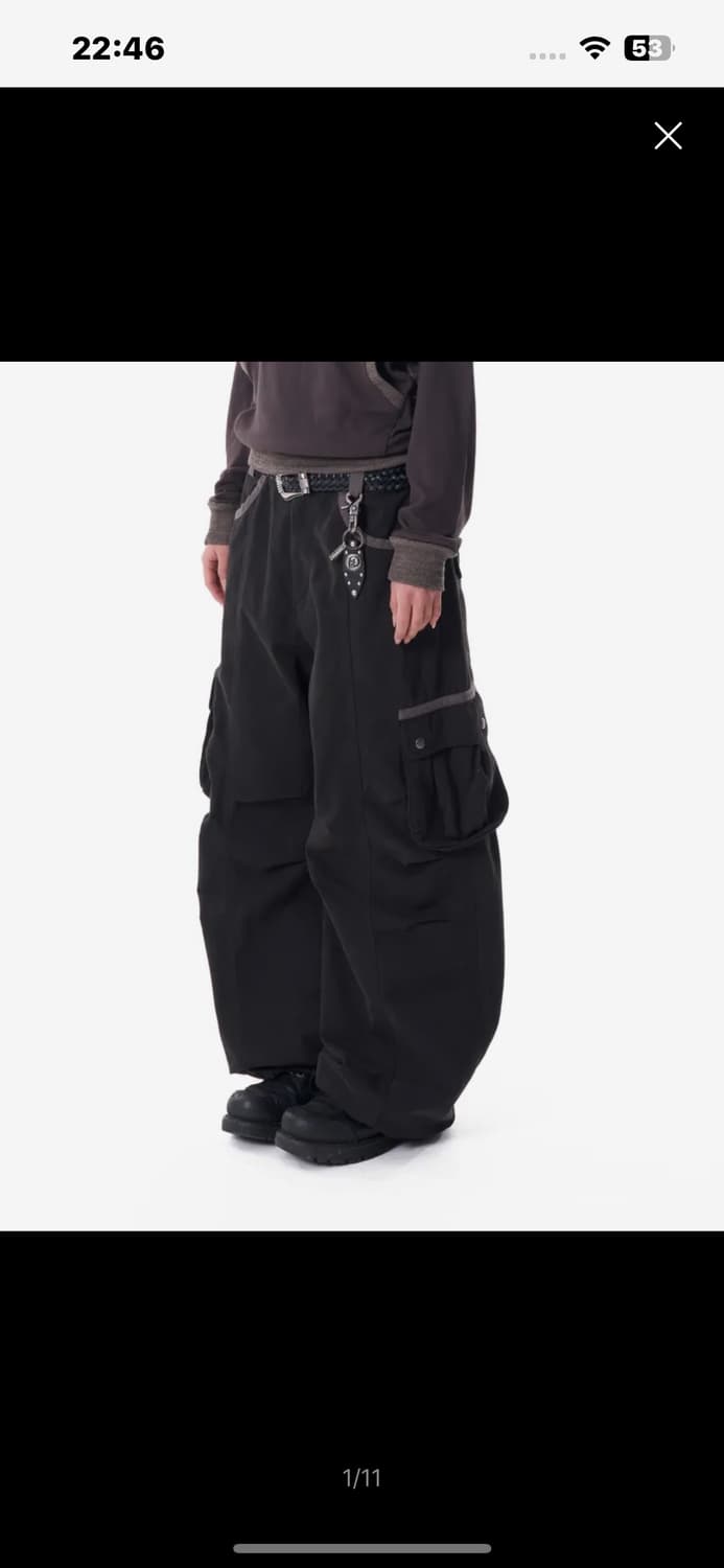 아캄 Knee Pin-tuck Contrast Cargo Pants 상품이미지1