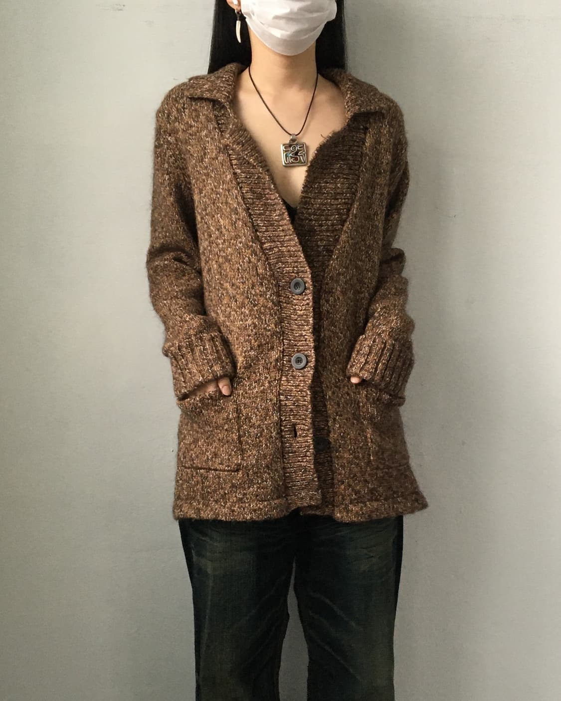 Collar point knit cardigan 상품이미지1