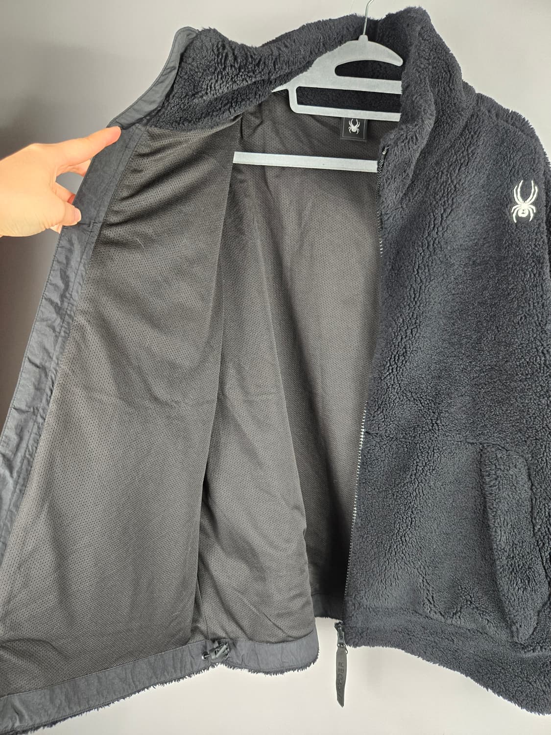 [무료배송]스파이더 105 XL 남성 셜파 플리스 집업 자켓 블랙 상품이미지8