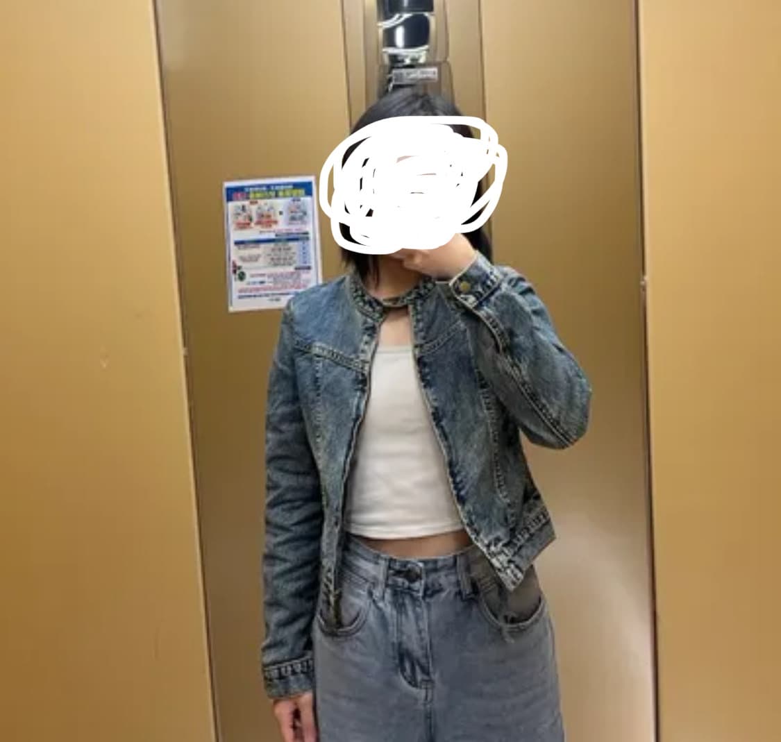 스파오 크롭 데님 레이서 자켓 상품이미지1