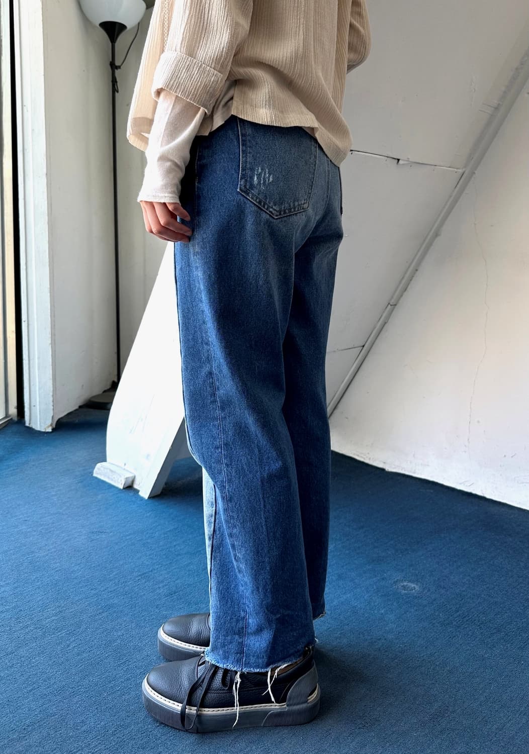 Rework design denim straight pants 상품이미지3