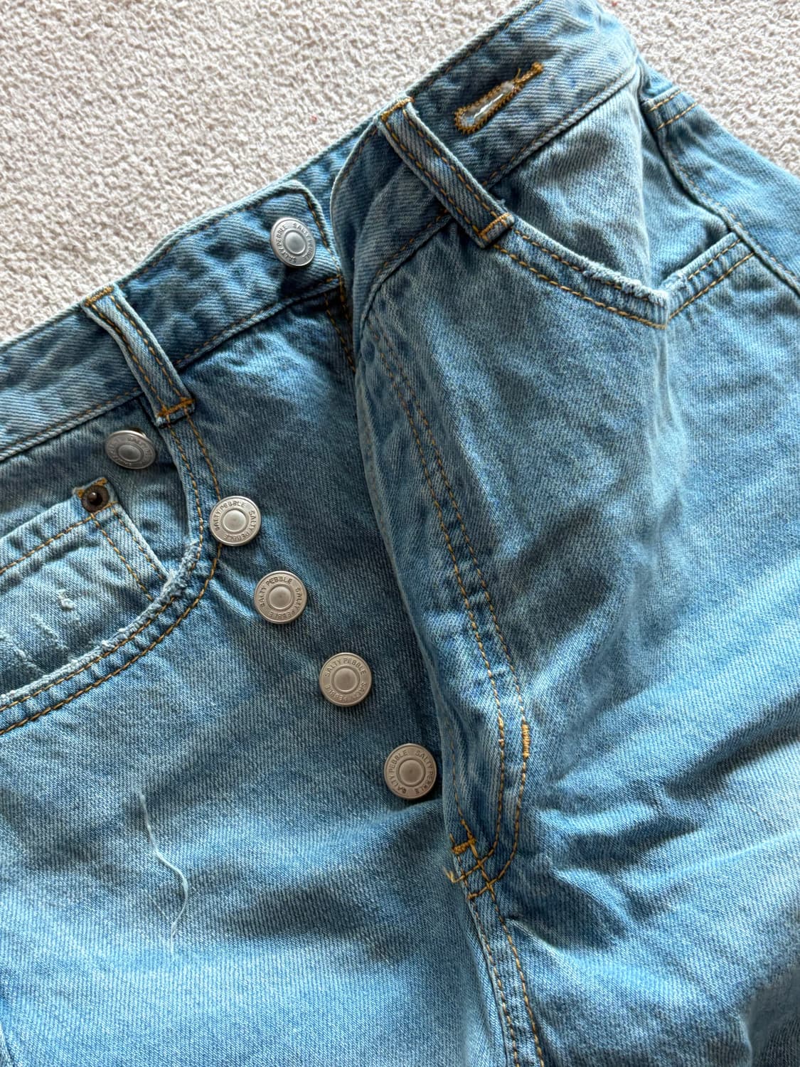 솔티페블 미디 데님 스커트 상품이미지3