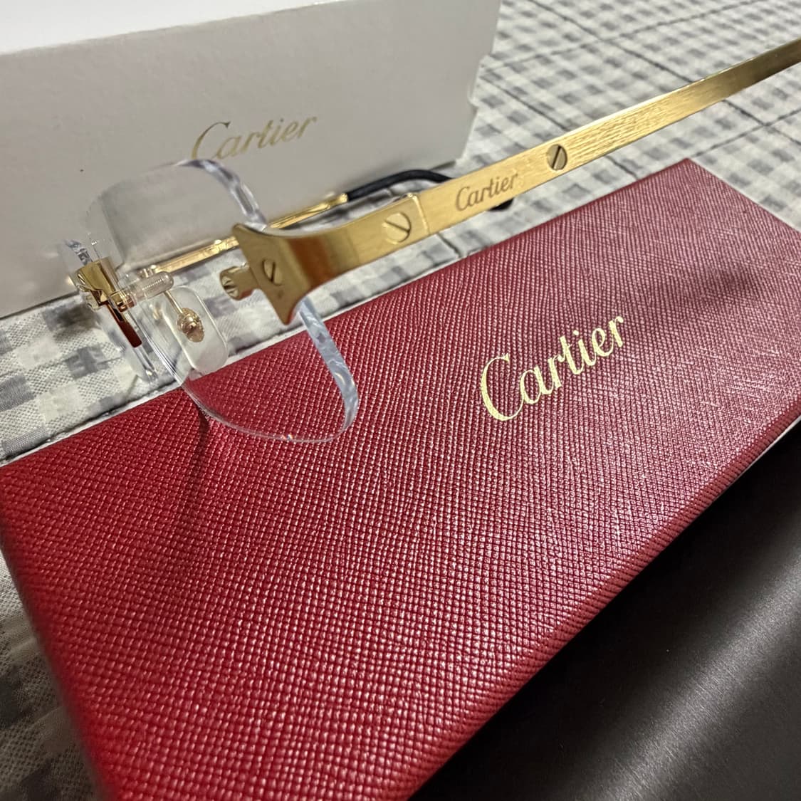 (OS) Cartier 까르띠에 산토스 무테 금장 안경 상품이미지6