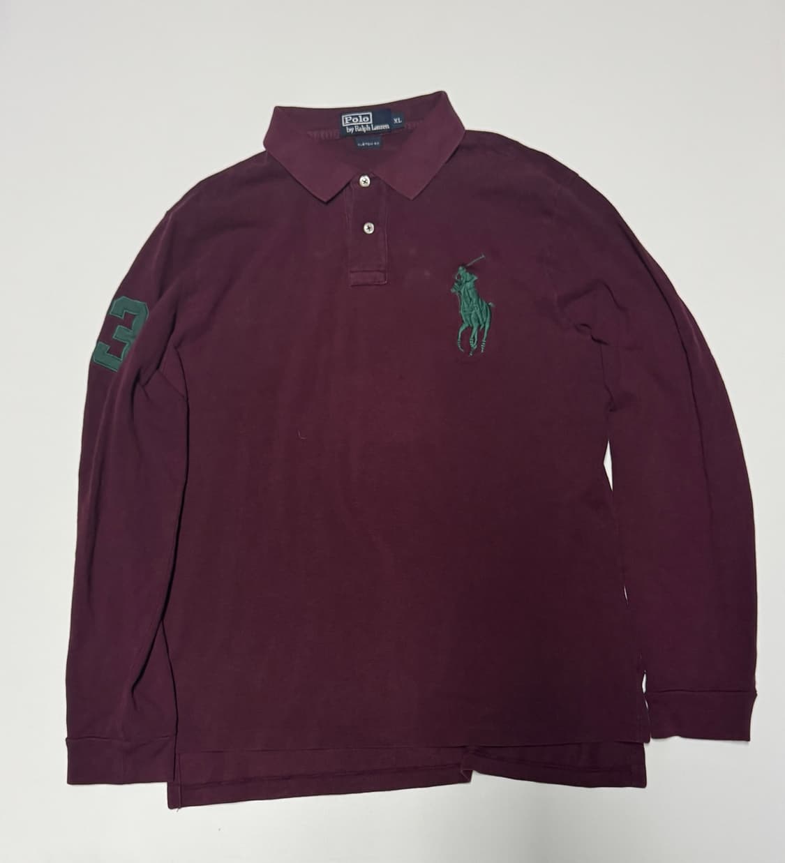 정품 폴로 랄프로렌 빅 포니 카라티 버건디 XL 상품이미지1