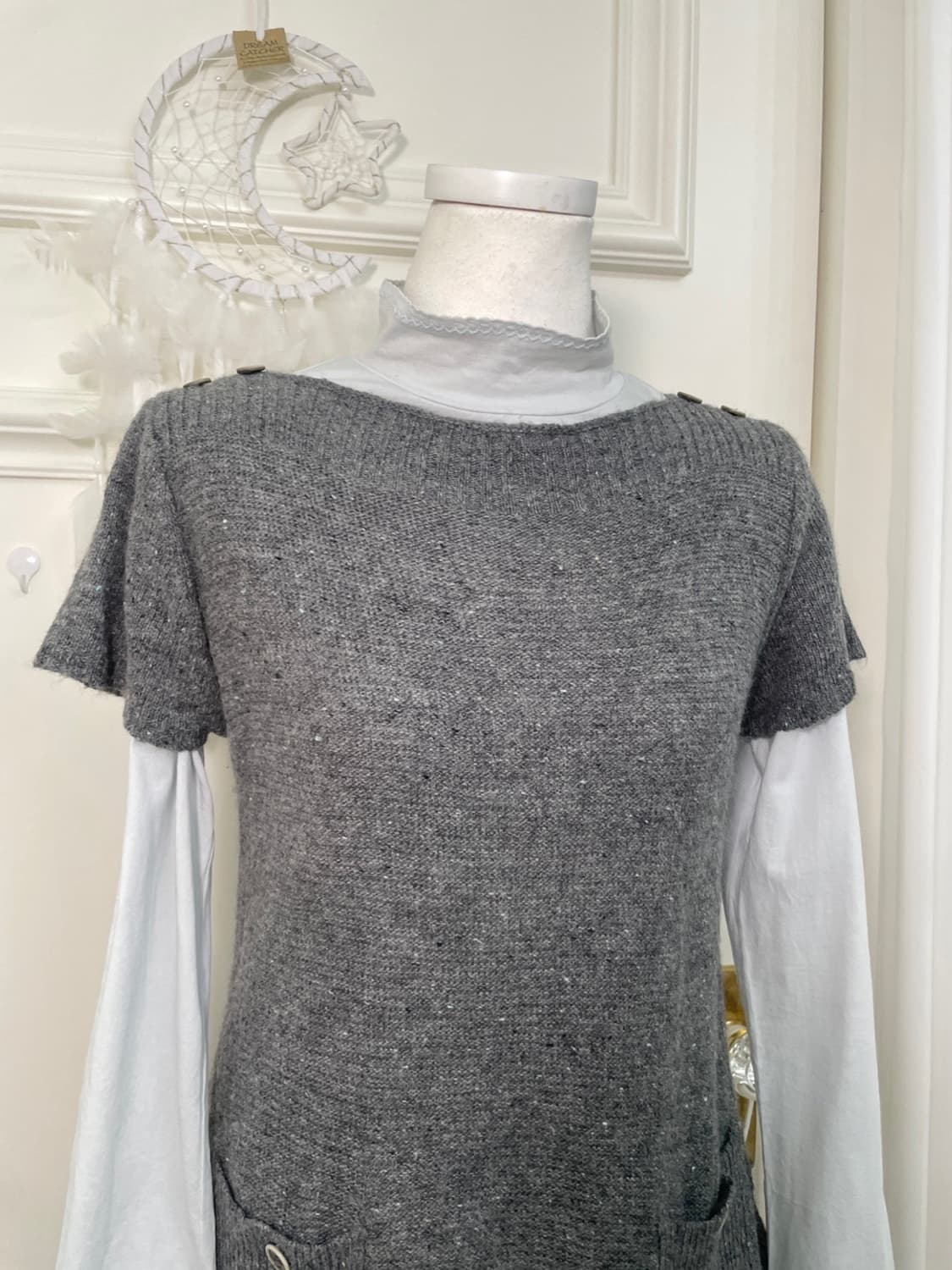 charcoal button pocket point half knit t 상품이미지7