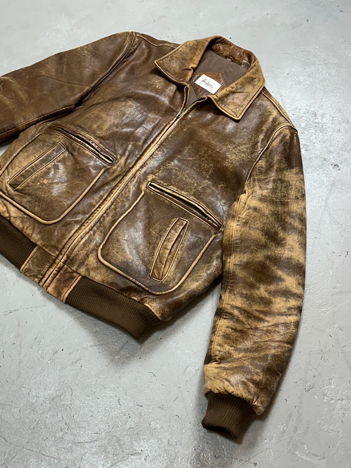 90's 디스 레더 봄버 자켓 빈티지 봄버 가죽 자켓 상품이미지5