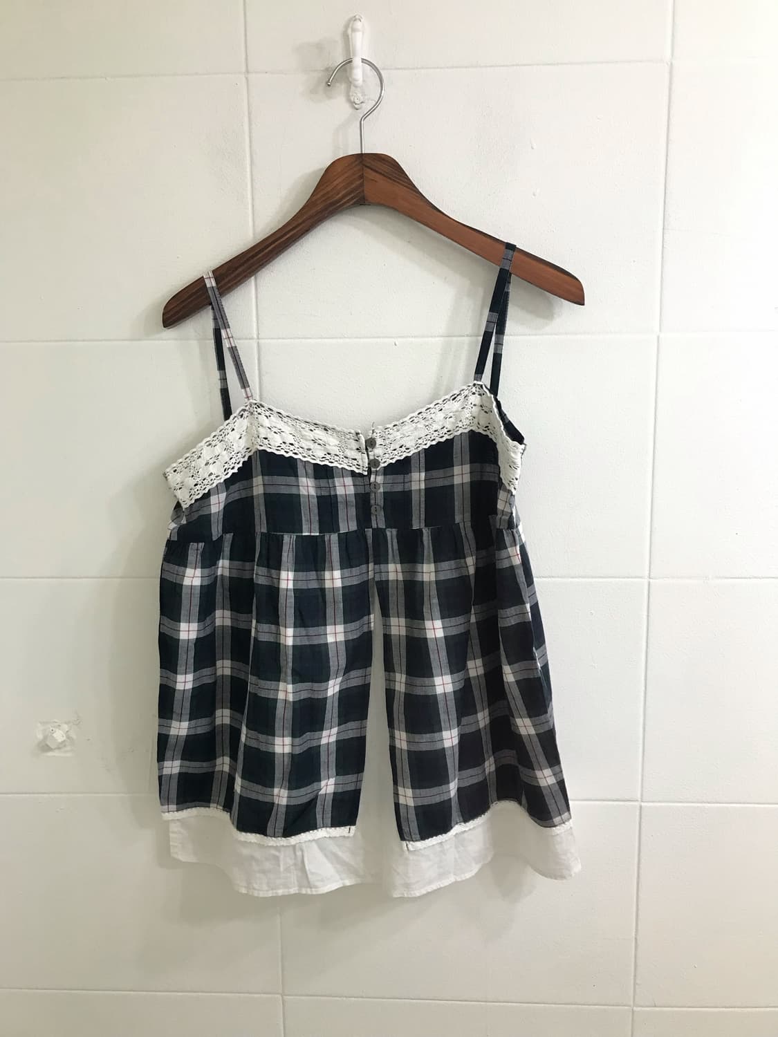 네이비 샤 스커트 니혼진 모리걸 하구미 체크 코디세트 상품이미지5