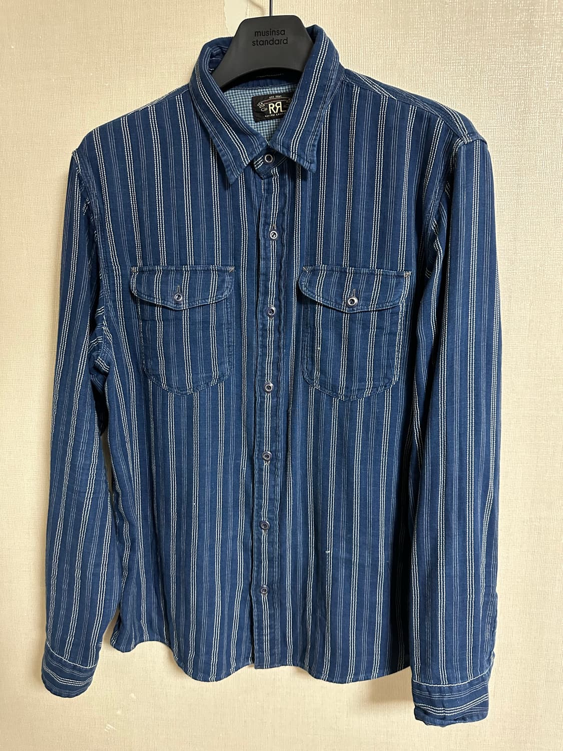 Rrl 인디고 스트라이프 워크 셔츠 L 상품이미지2