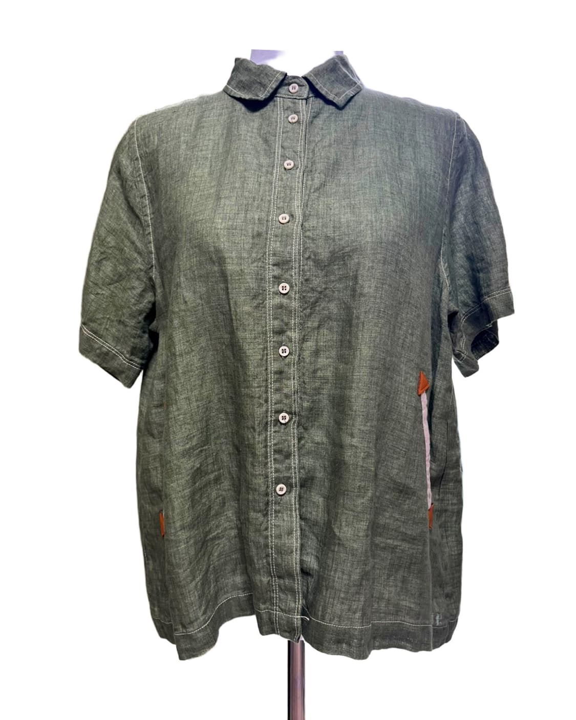 Deep green linen shirt 상품이미지5