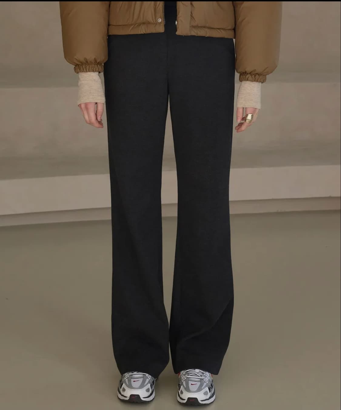 SIYAZU 이중직원단 롱 와이드 슬랙스 블랙 (L) 상품이미지7