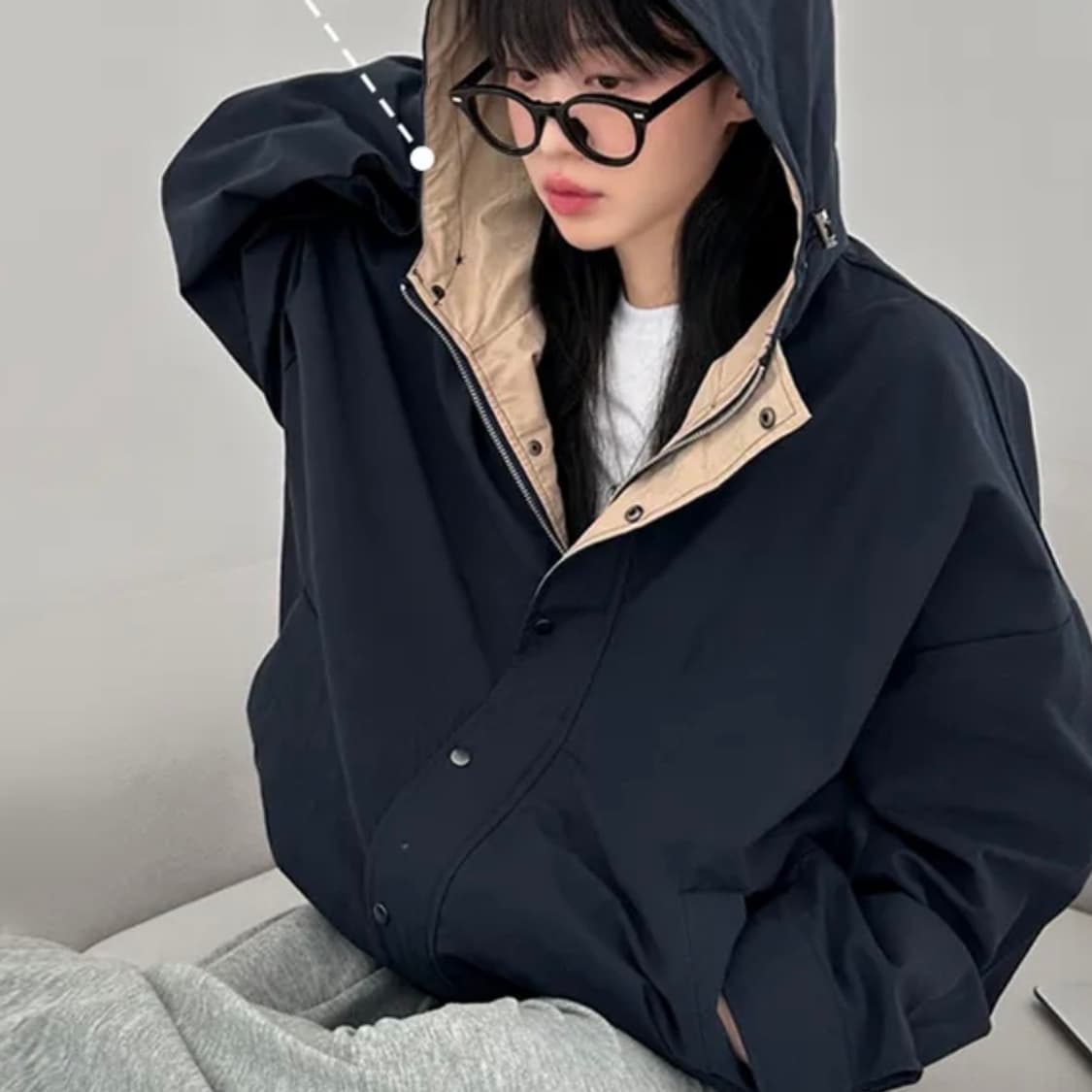 배색 투웨이 자켓 점퍼 상품이미지1