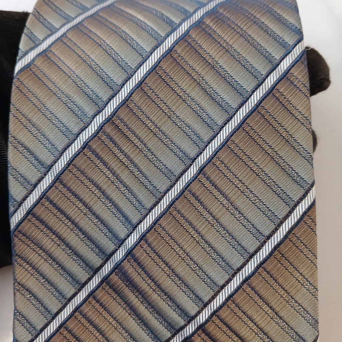 아쿠아스큐텀 실크 브라운 스트라이프 넥타이 9.5cm A등급 A19424 상품이미지8