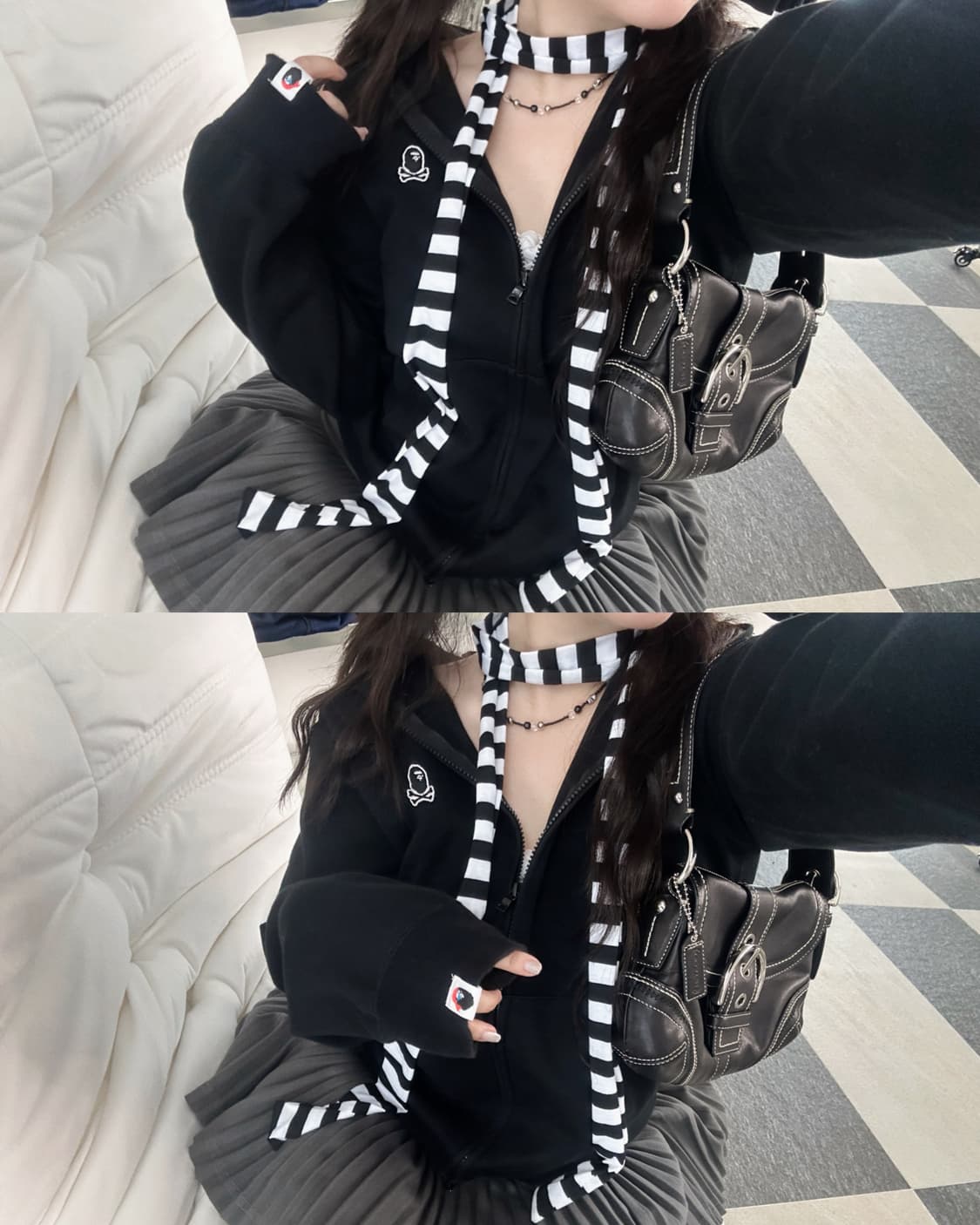 베이프 해적사루 블랙 폴리 후드집업  상품이미지1