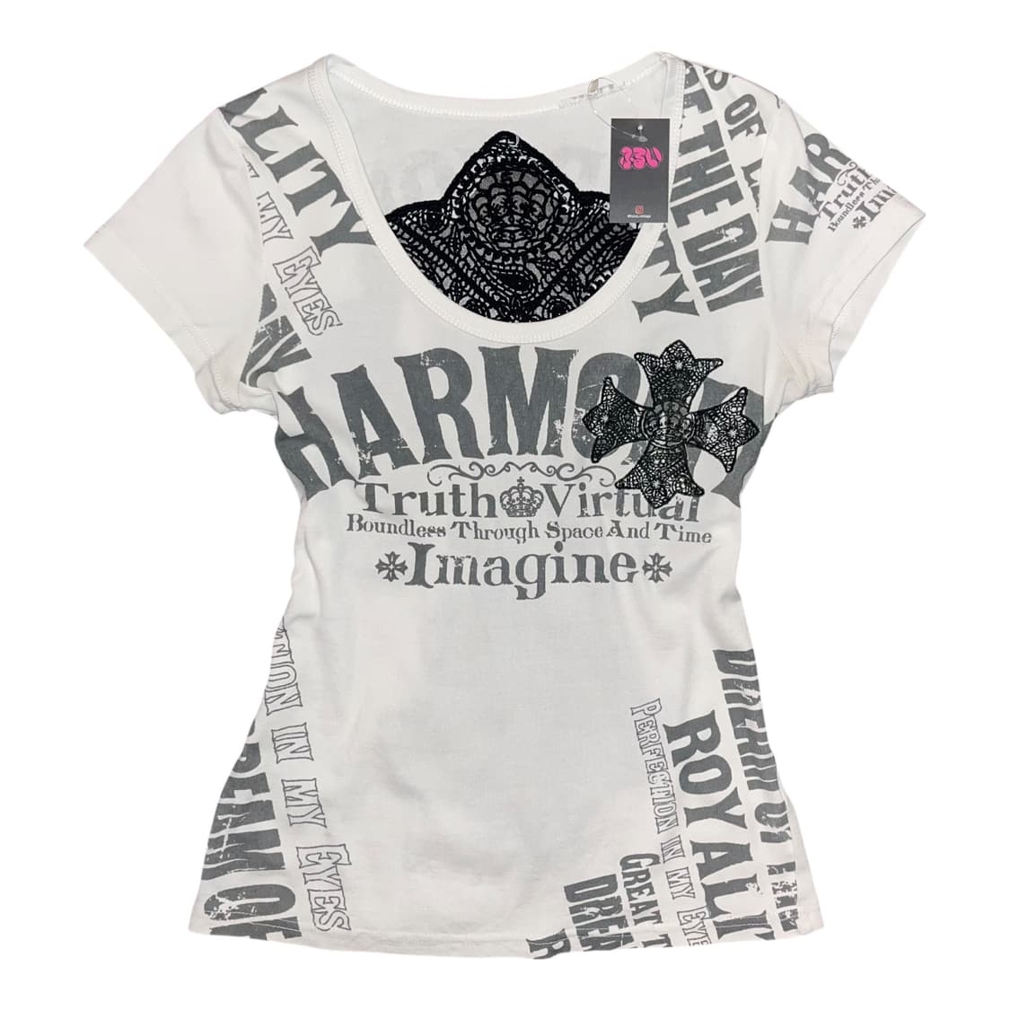 Glitz 글리츠 십자 크로쉐 프린팅 반팔티 y2k펑크갸루 상품이미지3