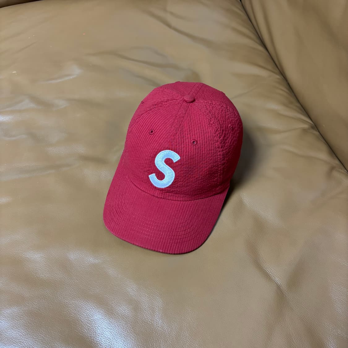 Supreme 슈프림 24ss 씨어서커 레드 S로고 6패널 볼캡 모자 상품이미지1