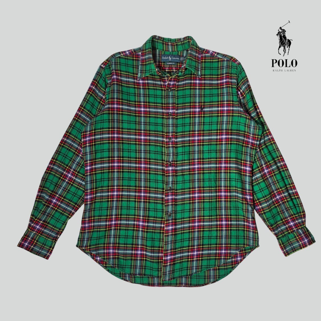 [L]90s 폴로 랄프로렌 타탄체크 클래식핏 셔츠 상품이미지1
