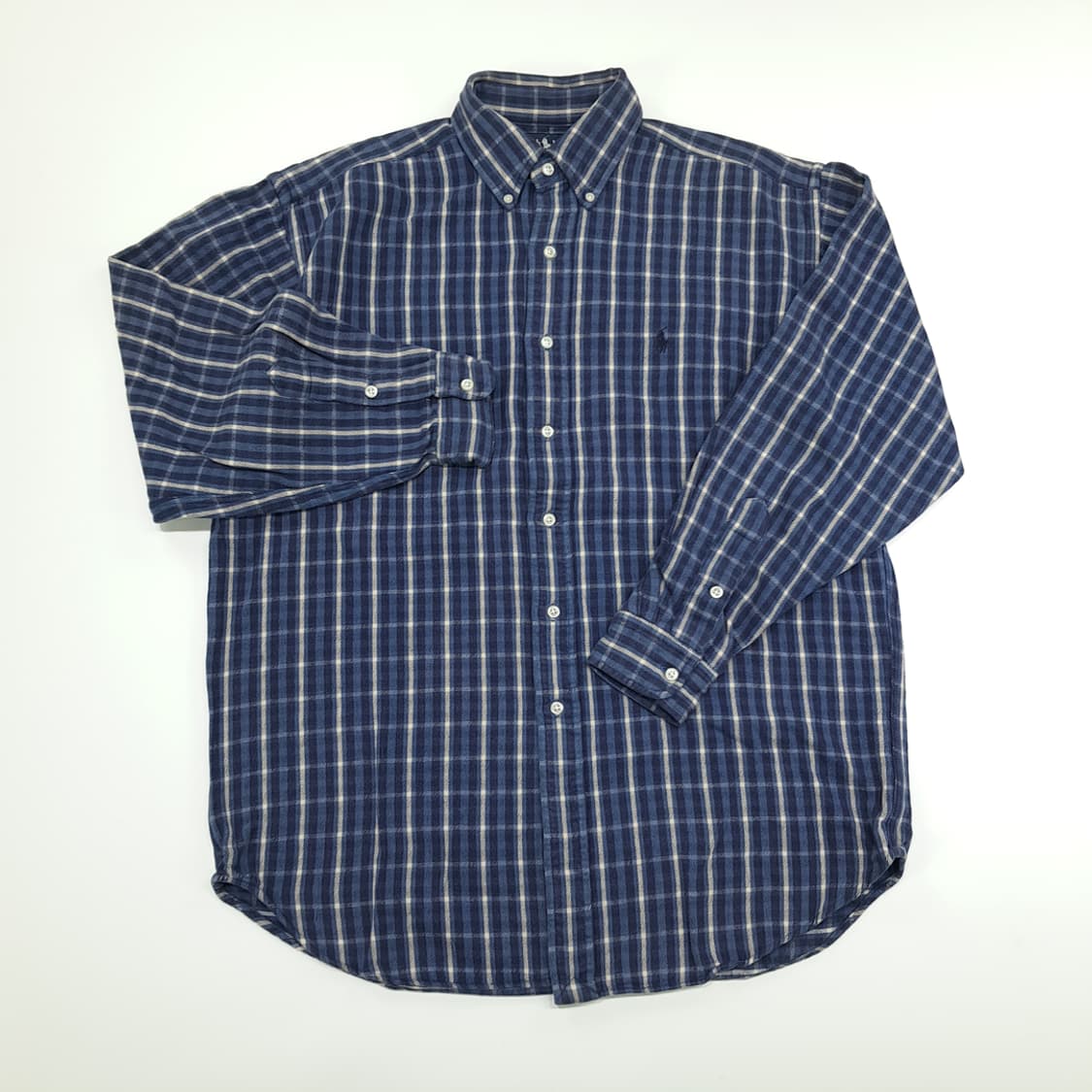 CN802 M 폴로 랄프로렌 로얄블루 플란넬 체크 긴팔 셔츠 남방 상품이미지2