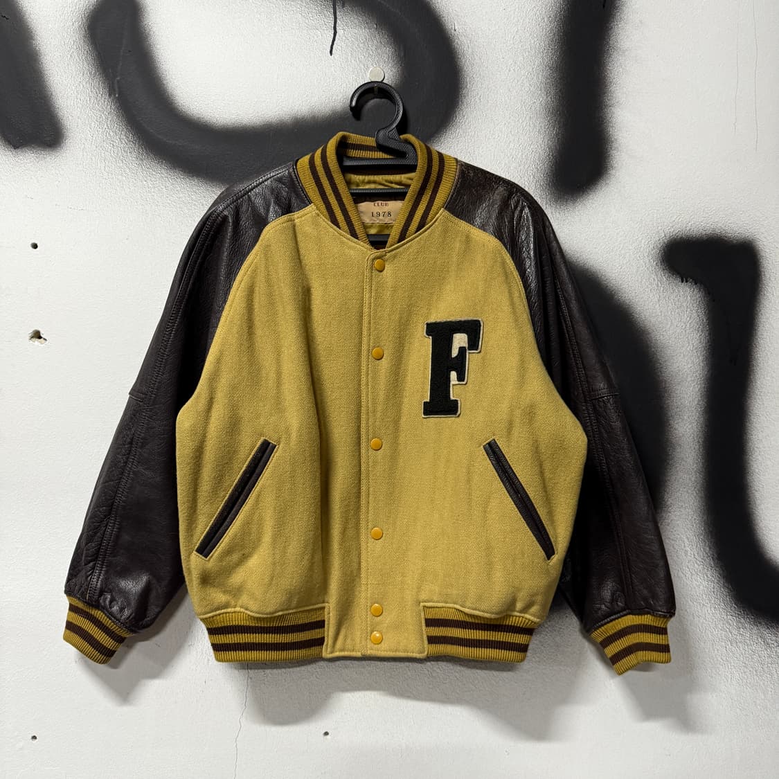 VTG 빈티지 올드스쿨 울 혼방 레더암 바시티 자켓 상품이미지2