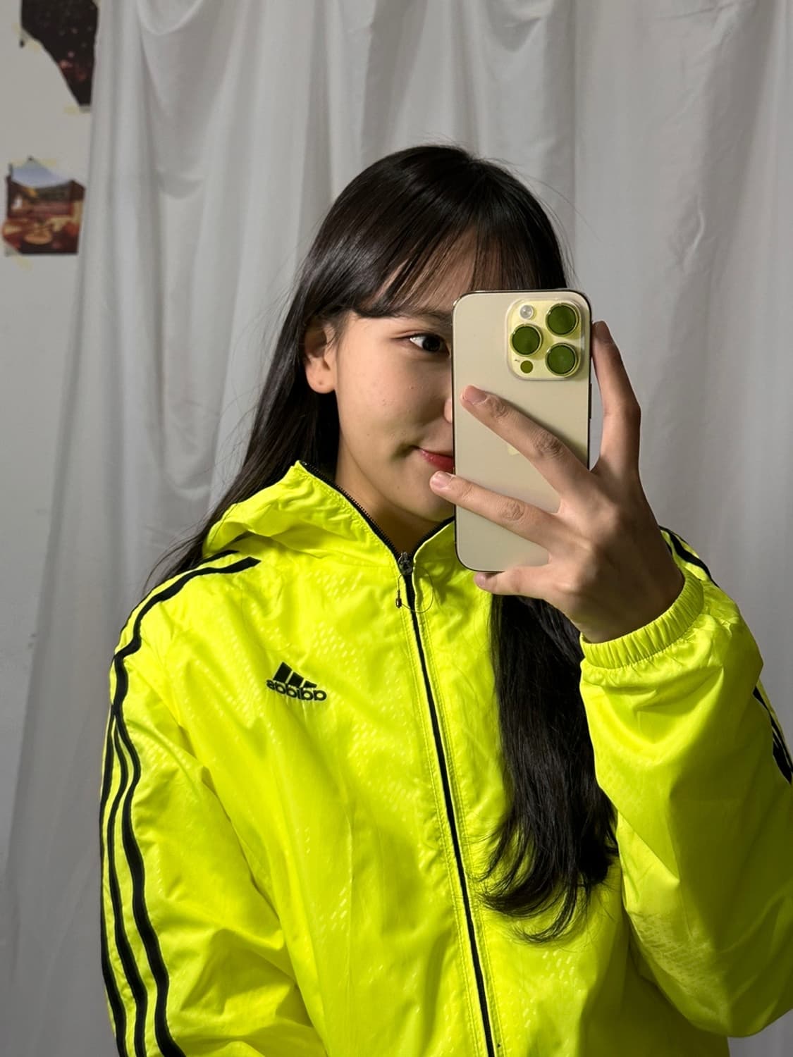 아디다스 삼선 형광 바람막이 M  상품이미지3