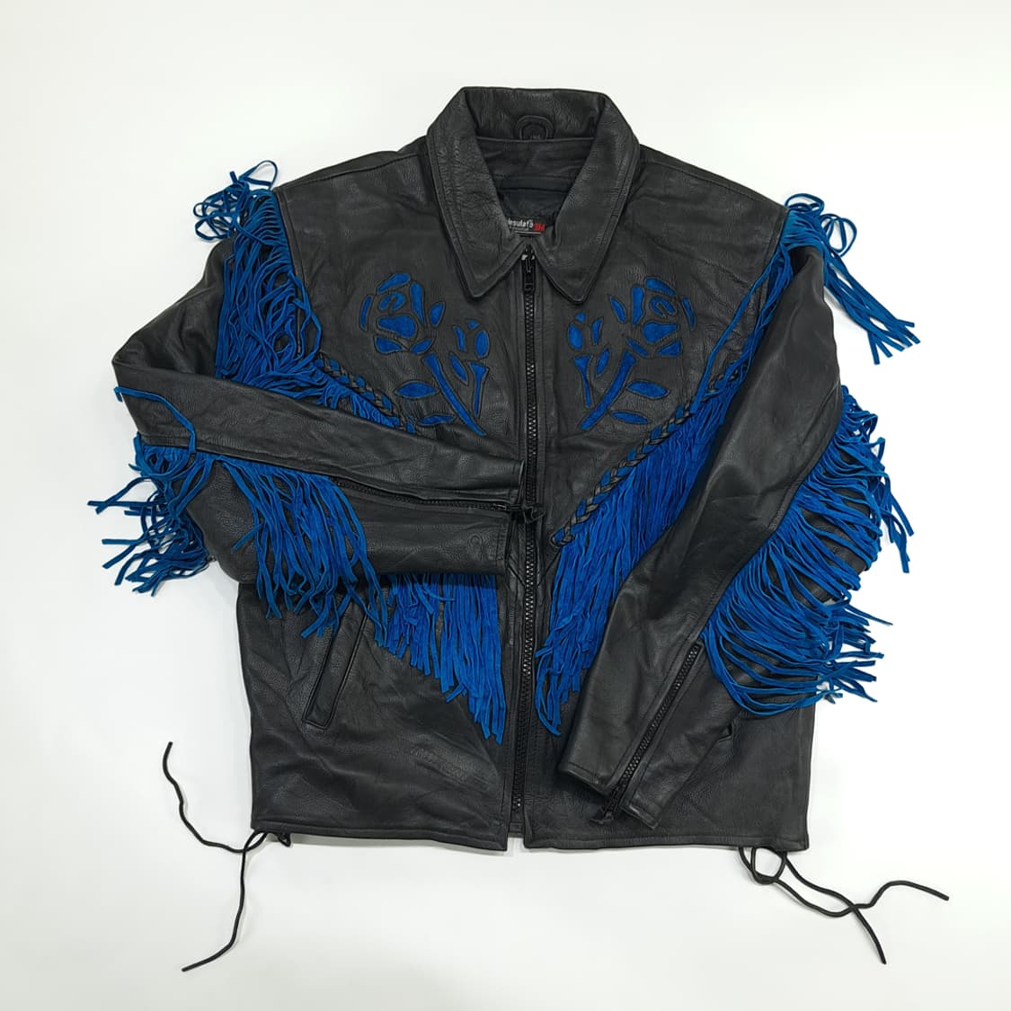 CN388 XL Leather King 빈티지 블루프린지 웨스턴 가죽자켓 상품이미지2