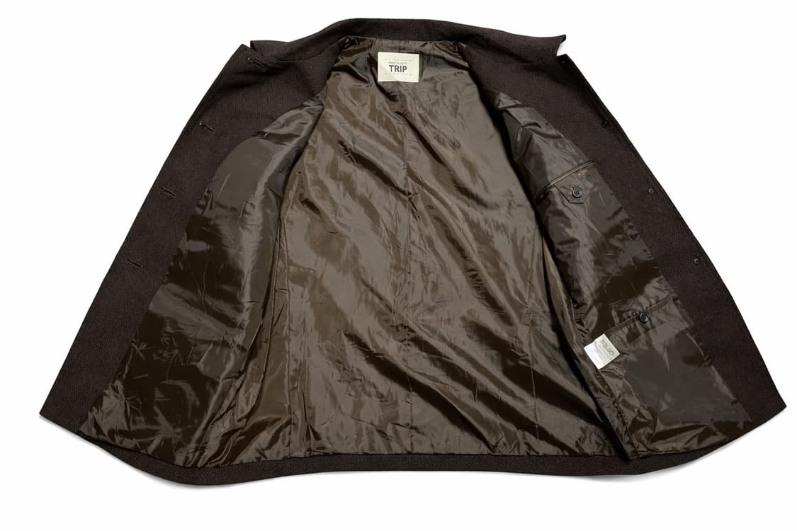 JPN 일본 빈티지 y2k 울 캐시미어 클래식 브라운 헤링본 자켓 M 상품이미지3