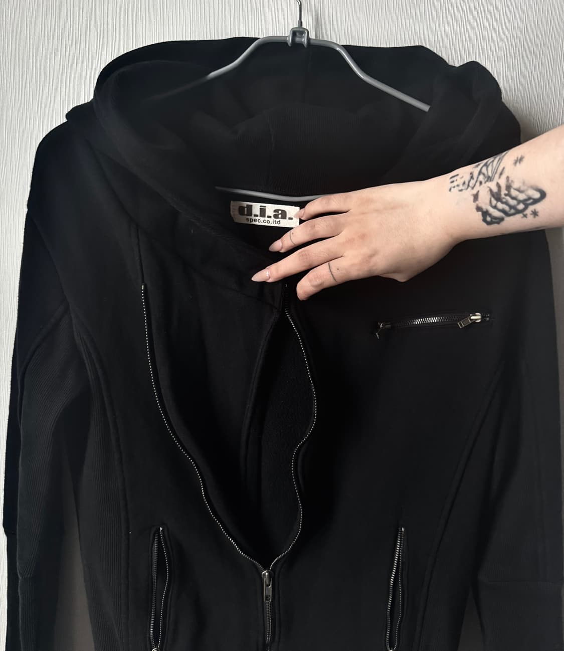 d.i.a. 사선 드레이프 터틀넥 2way 아카이브 후드집업 락시크 펑크 상품이미지6