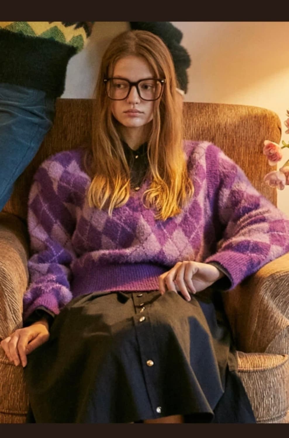 보카바카 소피 아가일 니트 브라운, 퍼플 상품이미지4