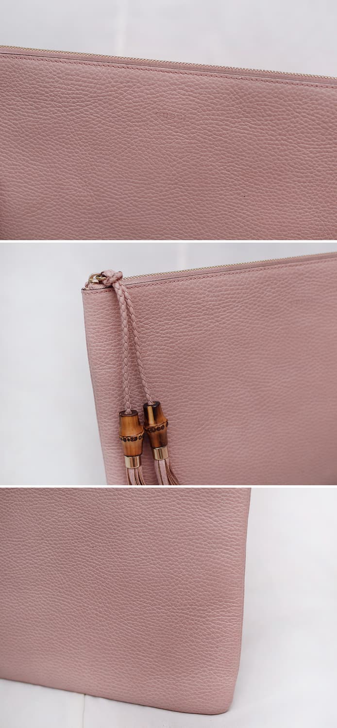 구찌 (GUCCI) 뱀부 테슬 페일핑크 토고가죽 클러치백 상품이미지7