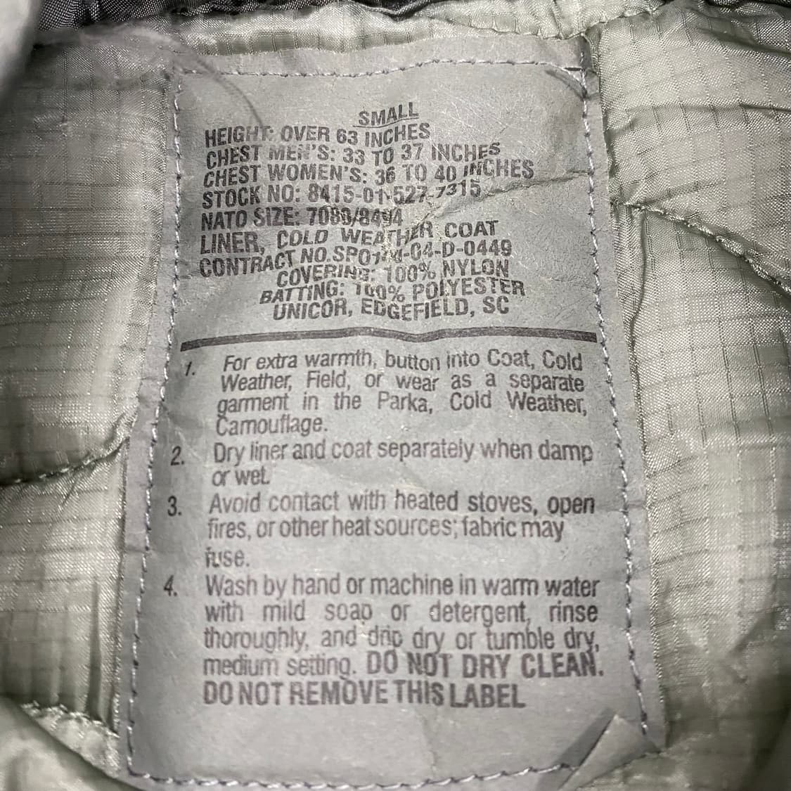 미군 신형 M-65 라이너자켓 내피 깔깔이 S 상품이미지4