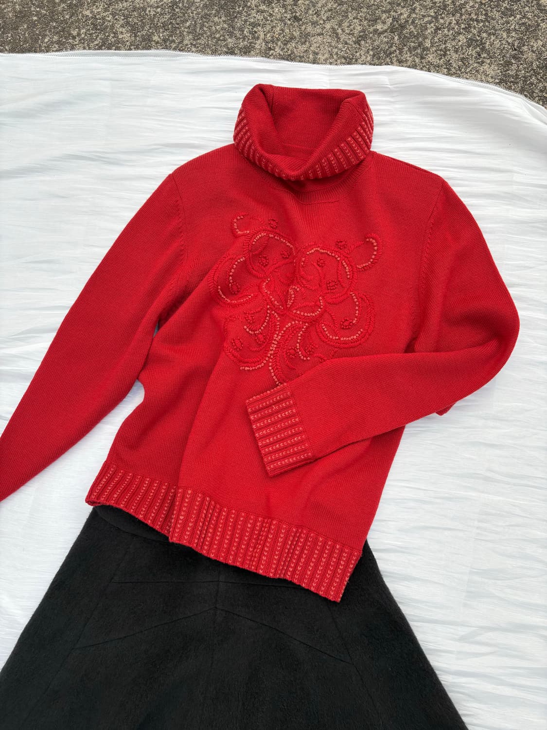 ✨Vintage Ruby Embroidered Turtleneck Kni 상품이미지2