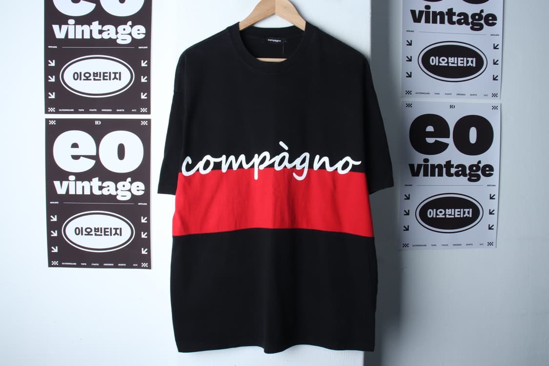 (L-XL) 꼼파뇨 반팔 티셔츠 레터링 블랙 올드스쿨-H32554 상품이미지2