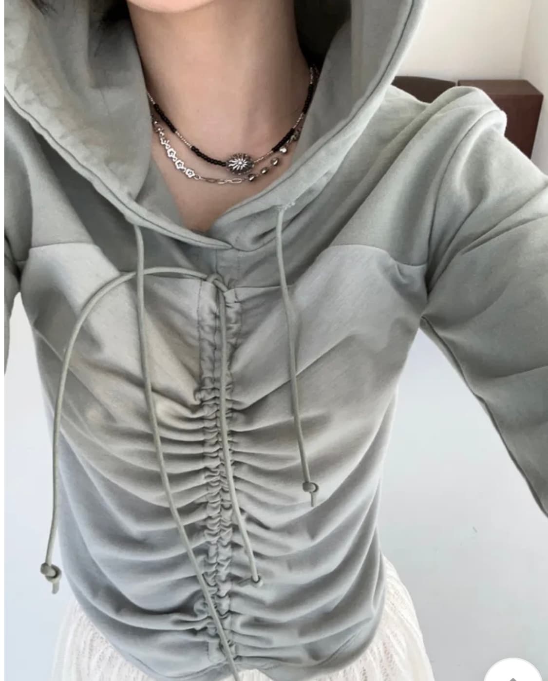 옵텐소 fairy shirring hood t-shirt _ 카키 상품이미지1