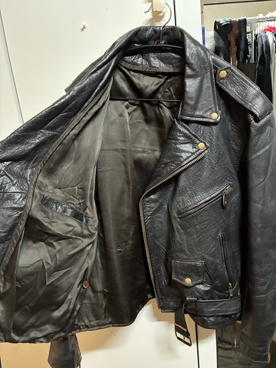 빈티지 천연가죽 가죽 라이더 자켓 (100~105) 상품이미지3