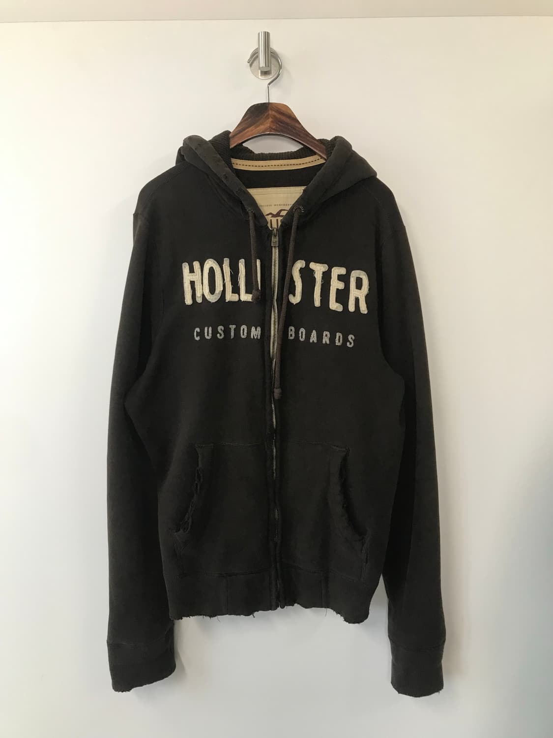 홀리스터 y2k 와투케 브라운 헤비 후드집업 상품이미지2