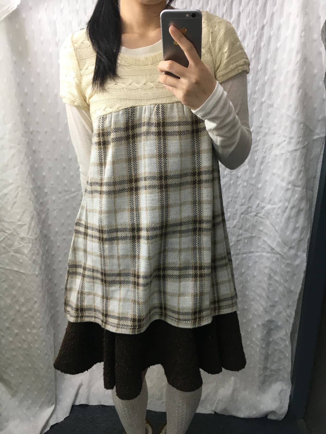 체크 반소매 미니 원피스 상품이미지4