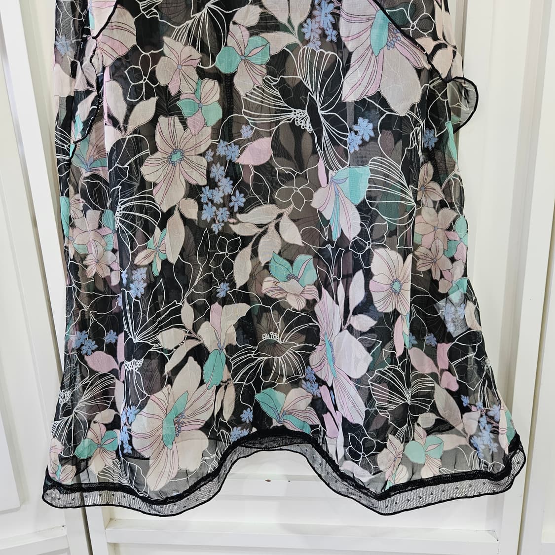 오리엔탈 플라워 쉬폰 레이스 나시 원피스 상품이미지3