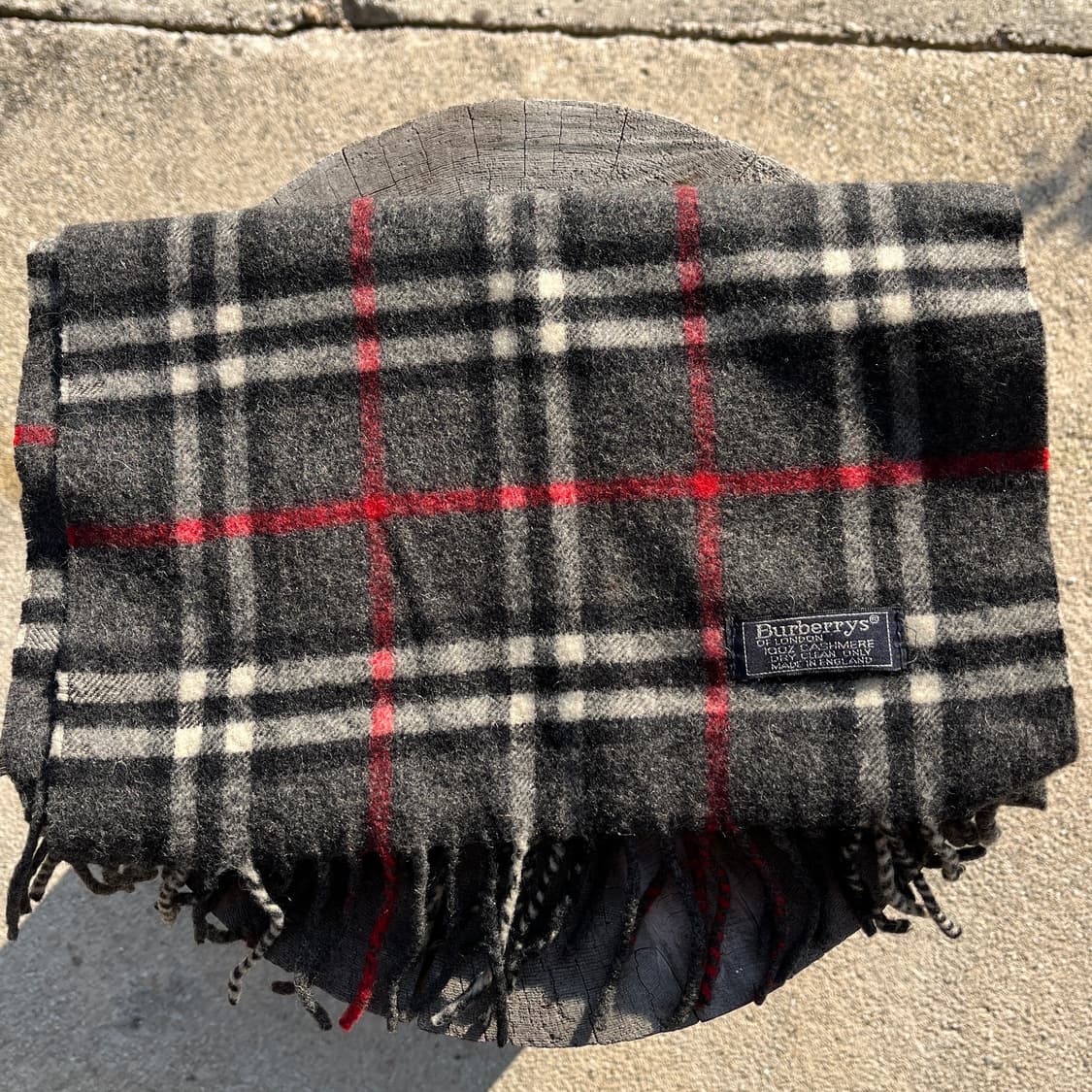 90s 버버리 캐시미어 영국생산 차콜 머플러 상품이미지2