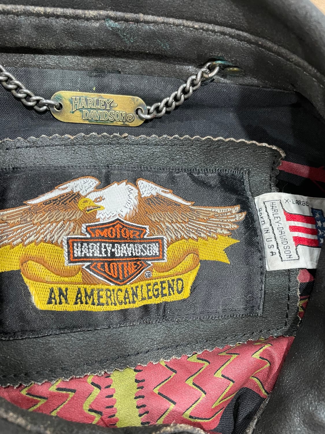 90s 할리 데이비슨 트라이벌 패턴 가죽자켓 상품이미지9