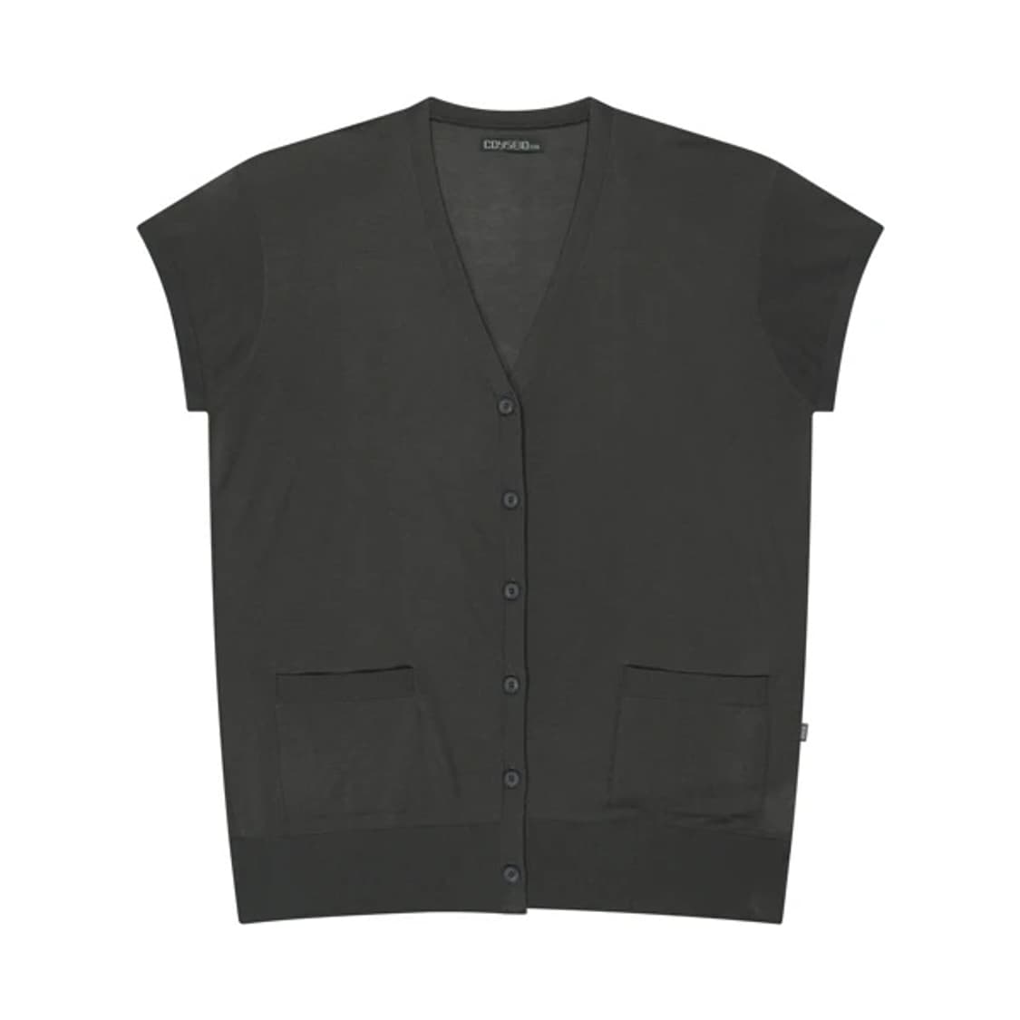 코이세이오 038 HALF SLEEVE CARDIGAN CHARCOAL 상품이미지1