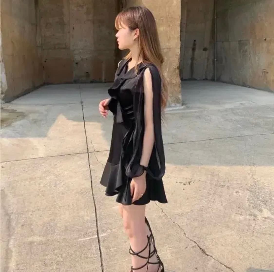 (새상품) 체리퀴리 라뇨 프릴랩 원피스 블랙 size1 상품이미지3