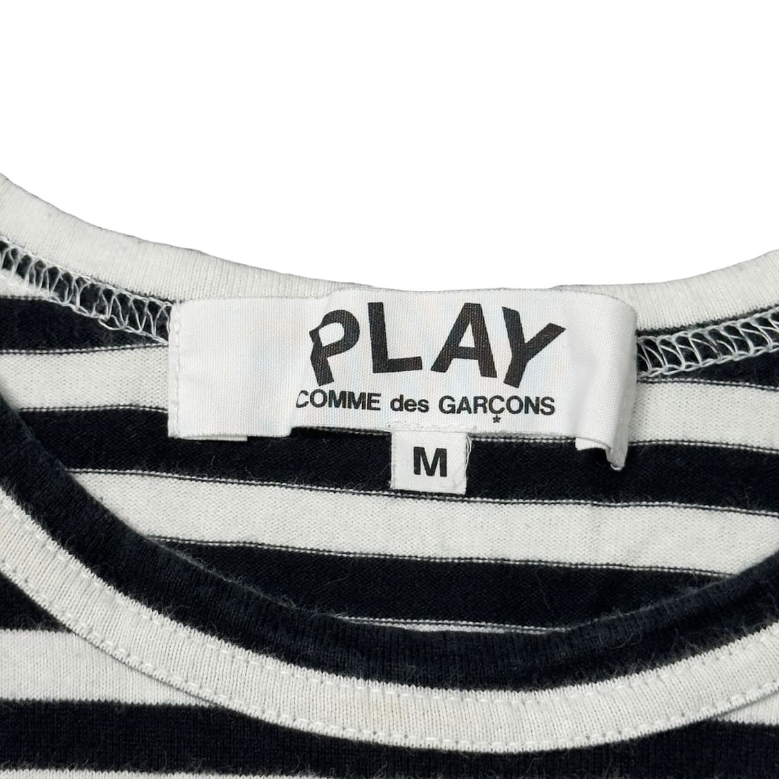 (M) 꼼데가르송 플레이 여성 스트라이프 롱슬리브 블랙 상품이미지3