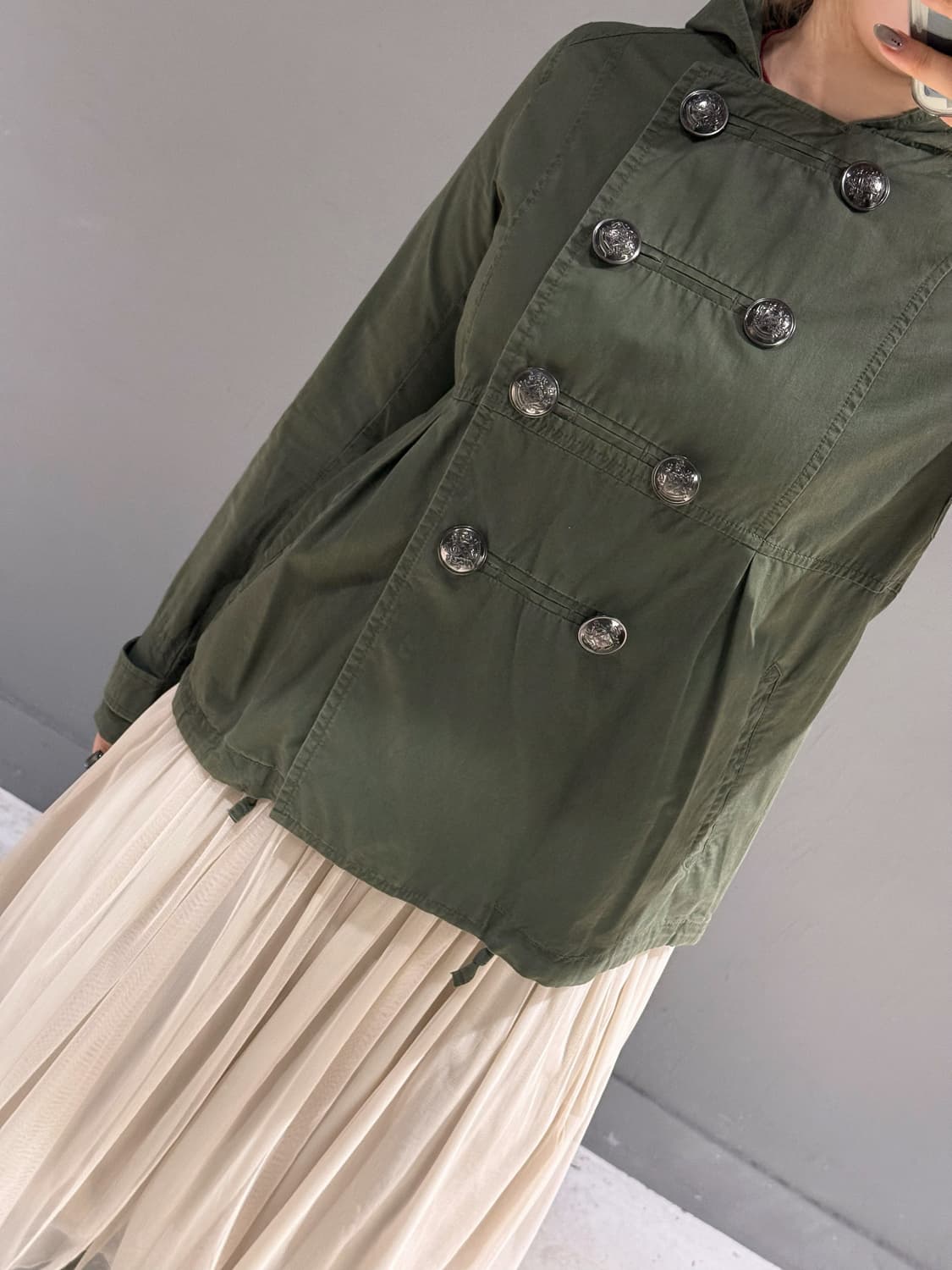 double button detail hood jacket 상품이미지2