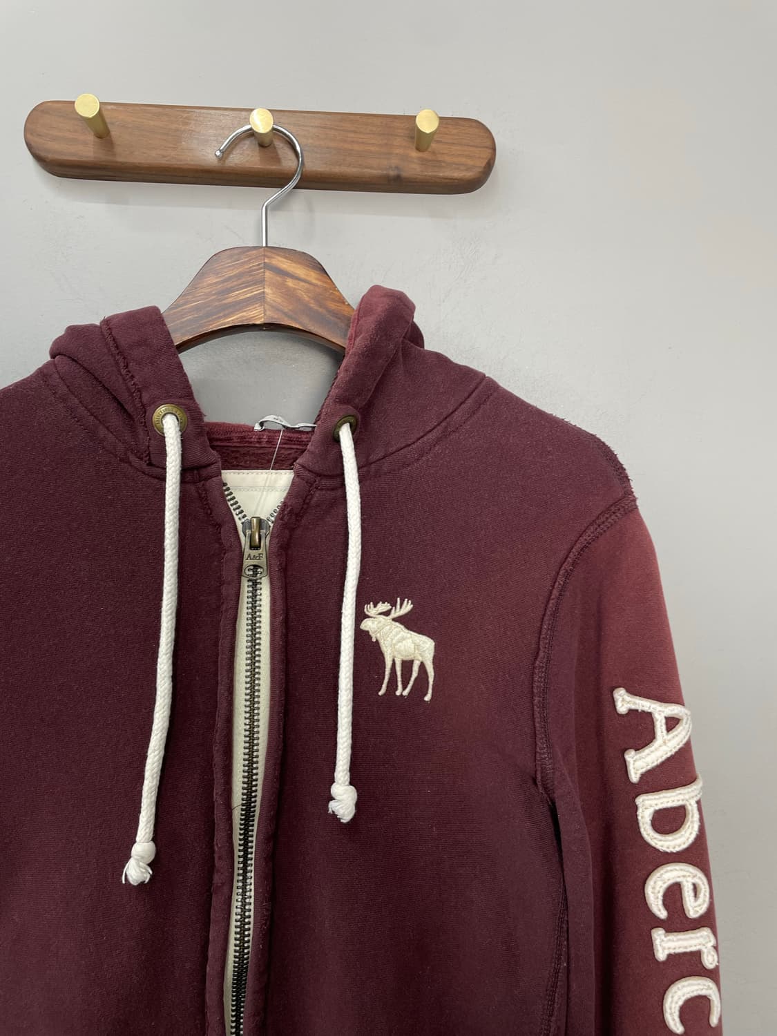 아베크롬비 순록로고 버건디 후드집업 H1668 상품이미지3
