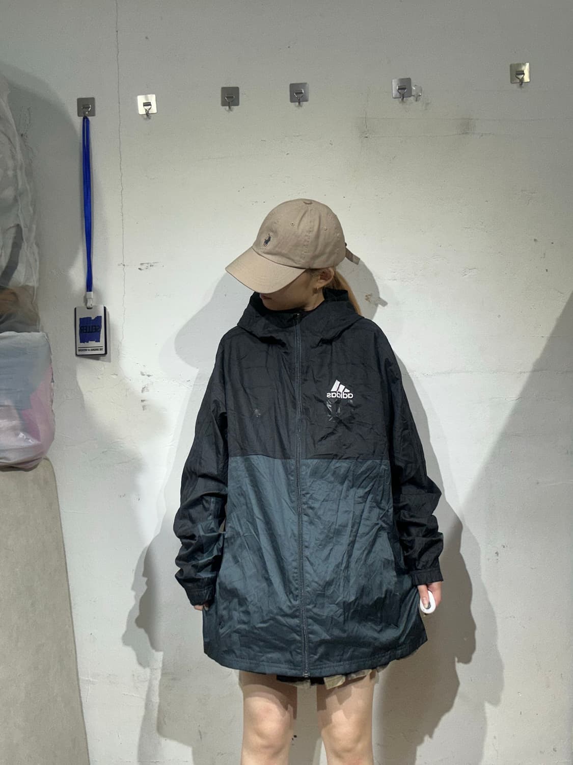 아디다스 블랙 오버핏 올드스쿨 후드 바람막이 트랙 자켓 L 상품이미지2